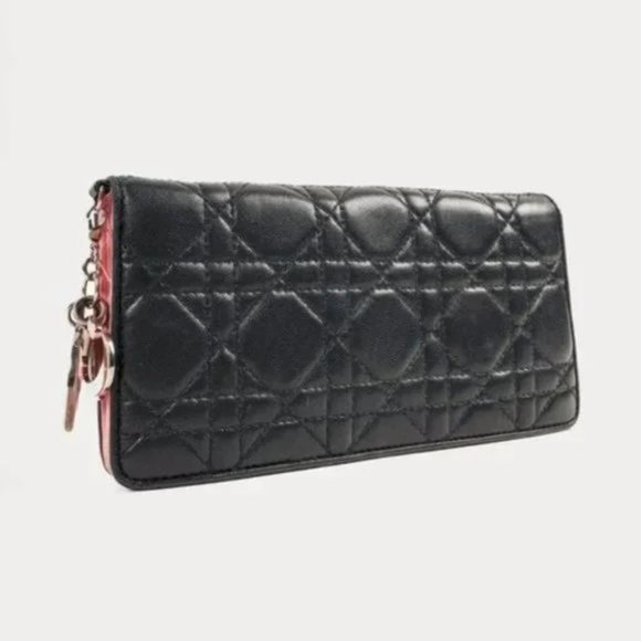 Dior Lady Dior Black Cannage Flap Wallet - Picture 1 of 8